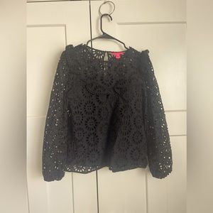 Lily Pulitzer Caroline Long Sleeve Eyelet | XS | Black